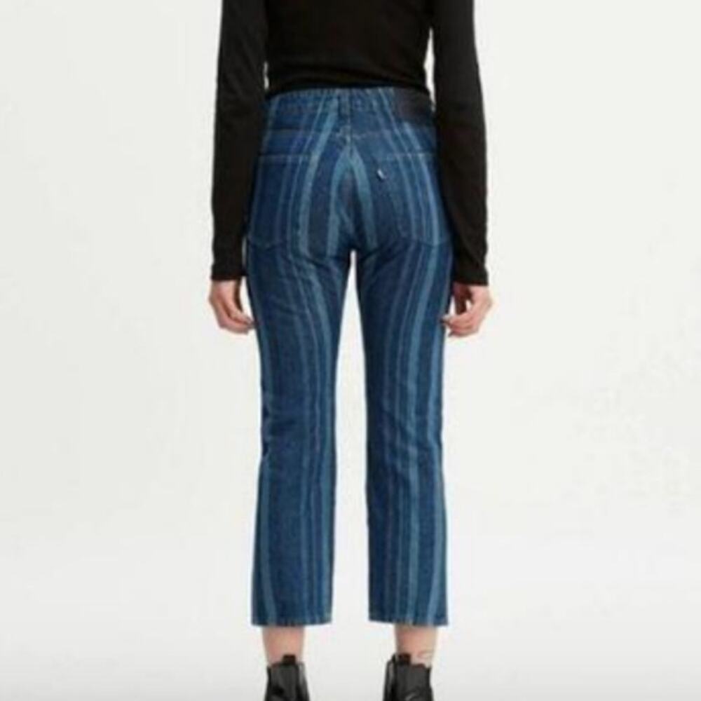 NWT Levi's Made & Crafted Blue Striped Denim Slim Crop Jeans, Size 24
